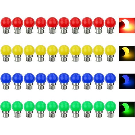 V-TOO Ampoule LED Couleur B22 3W équivalente 30W 240LM AC 220V-240V B22 Baïonnette Ampoules Guirlande Couleur LED Ampoules Multicolore pour Maison Bar Fête Décoration d'ambiance - Lot de (1/5)