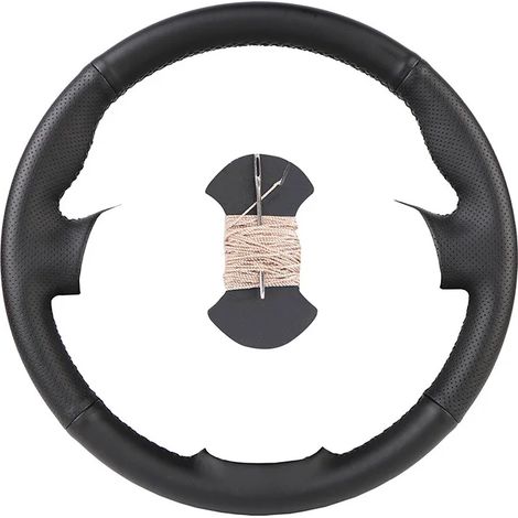 Housse de volant en cuir beige cousue main, compatible avec Mazda 3 Axela 2008-2013, Mazda CX-7 2010-2016 et Mazda 5 2011-2013. (1/5)