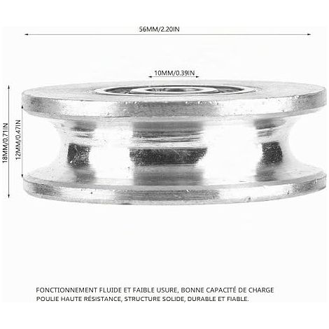 Wheel Bearing Pulley Guide Lifting Wire Cable Wheel Guide Bearing for Pulley Block, 56mm (1/4)