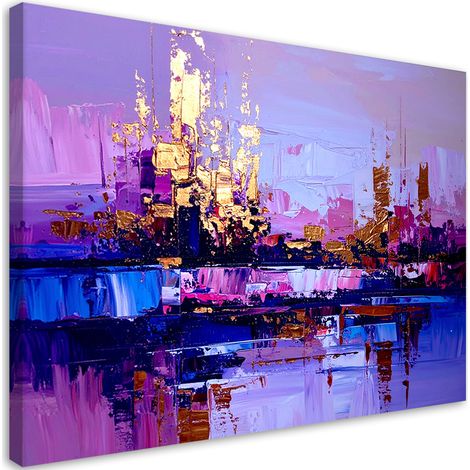 Quadro su tela, Una città colorata in una pittoresca astrazione. - 60x40 (1/2)