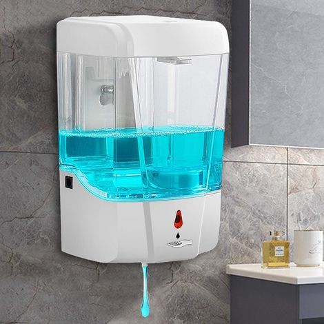 Dispensador automático de jabón de manos, dispensador de jabón de pared de 700 ml, dispensador de desinfectante de manos sin contacto, dispensador de líquido sin contacto para jabón de manos (1/5)