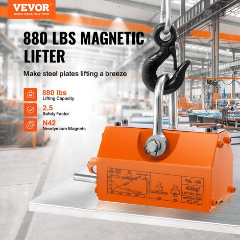 Levage Magnétique 400 kg Aimant de Levage Permanent en Néodyme N42 Porteur Magnétique 156x91x98 mm avec Crochet Chromé Facteur de Sécurité 2,5 Outil pour Manutention Tôle Matériels Magnétiques (1/5)