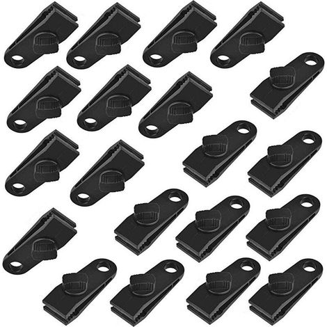 Clip Bache, Clip Tente, Clip en Plastique, 20 Pinces Clips De Bache De Tente en Plastique Tente Snaps pour Camping Canopy Clamp Noir Clips de Bache Auvents pour Activités De Plein Air (1/5)