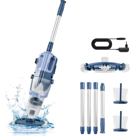 VEVOR Aspirateur de Piscine Portatif 100 L/min Aspirateur Sans Fil 33 W, Rechargeable, avec Manche deExtension pour Spa, Bain a Remous et Piscine Hors Sol, Autonomie 60 min pour Sable et Debris (1/5)