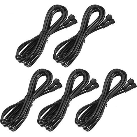 2 Broches 3M Cable de extensión de Broches Câble Extension étanche Para Luces de cubierta,Cable de extensión Para Luces LED de Un Solo Color Para exteriores, Blanco cálido, paquete de 5 (1/4)