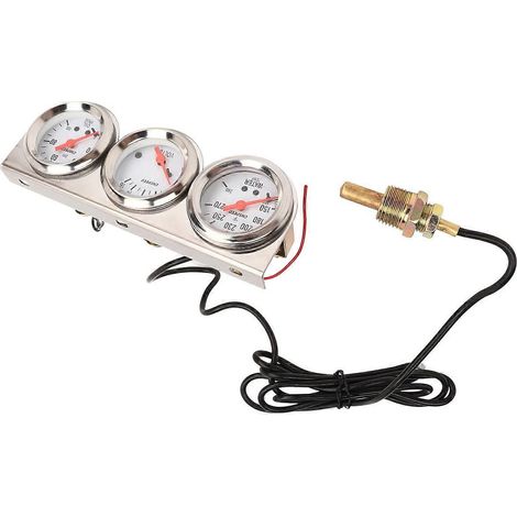 52-mm-Auto-Dreifachinstrumenten-Set mit weißem Zifferblatt, 12 V, Öldruck-, Wassertemperatur- und Voltmeter mit Sensor