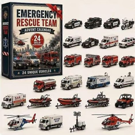 Modèle de voiture de Noël, calendrier de l'Avent 24 jours, décoration en plastique, flotte de camions WY26 (1/4)