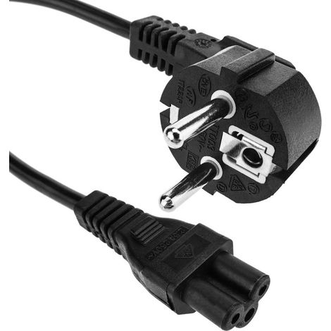 Câble électrique IEC-60320. Cordon alimentation C5 à schuko mâle 1.5 m noir (1/5)