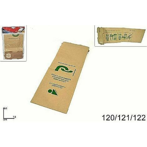 Trade Shop - Set 12pz Buste Sacchetto Filtro Carta Naturale Aspirapolvere Modelli 120/121/122 -