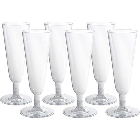 6 Flute Bicchieri Plastic Trasparenti Calice Spumante Champagne Natale (1/4)
