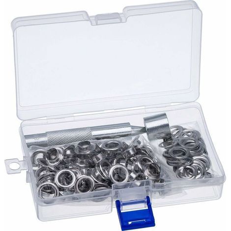 Kit de Grommets Eyelets Outils,Trousse à œillets pour Bâche 12mm Grommets Kit Oeillets Eyelets Metal avec Outils Oeillet,pour bâche, bagages, cuir, carnet de motifs, étiquette, chaussures (1/5)