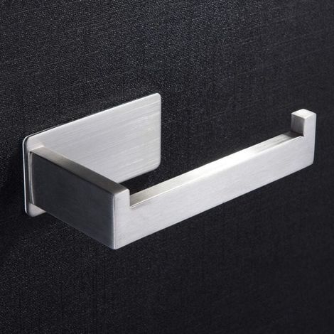 Porte-rouleau de papier toilette auto-adhésif - Porte-papier toilette en acier inoxydable pour salle de bain sans perçage bro (1/4)