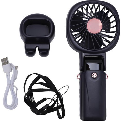 Ventilateur portable avec batterie externe, silencieux, à suspendre, USB, idéal pour les voyages et les activités de plein air (bleu). (1/5)