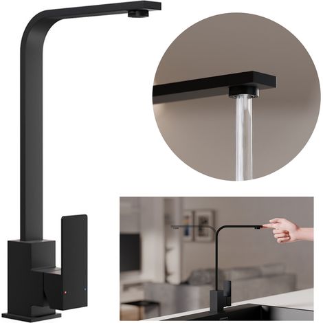 PRIMAGRAN Robinet de cuisine 8010, Robinet d'évier rotation 360°, Robinet haute pression, avec deux types de jet, Noir (1/5)