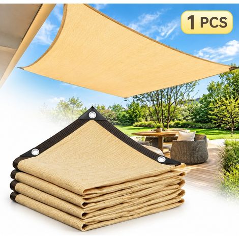Filet d'ombrage dimensions 118 x 299.7 cm, toile d'ombrage beige anti-UV pour terrasse, jardin, balcon, écran de intimité respirant avec bords (1/5)