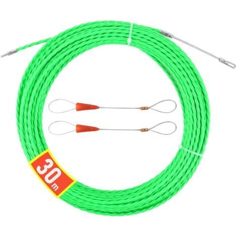 (Green) Electrician's needle 30 m, electrical cable puller 4 mm, cable puller with 2 flexible guide heads, cable needle, electrical cable threader for laying trunking (1/5)
