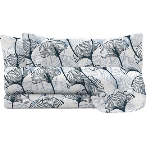 Set Lenzuola Infinity Matrimoniale Sopra Sotto e Federe in Poliestere Ginko White (1/4)