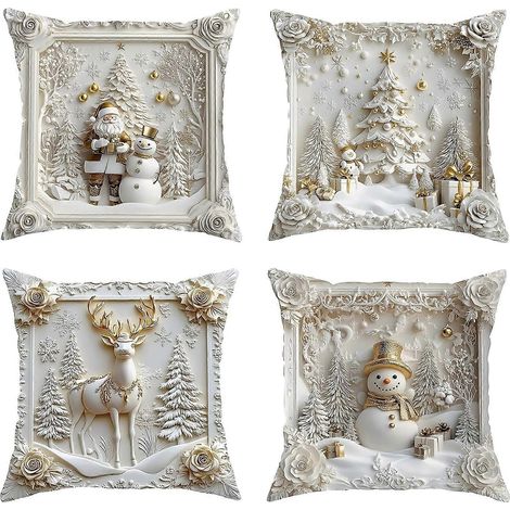 Housses de coussin festives sur le thème de l'hiver pour la décoration de votre salon, idéales pour Noël. (1/5)