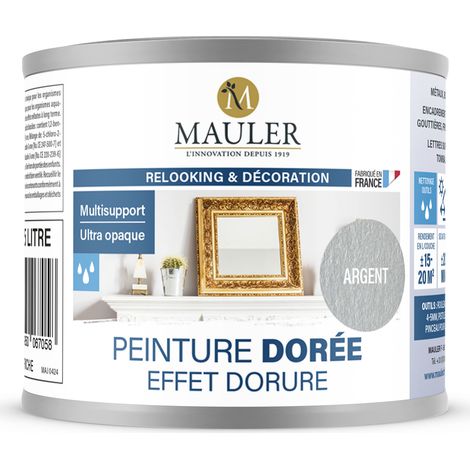 Peinture effet dorure multisupport - 0,125L Argent - Qualité air A+ - Peinture dorée Mauler