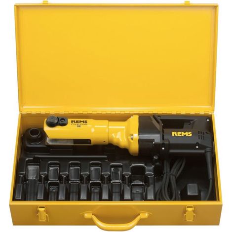 Rems – Presse hydraulique électrique 32 kN – Raccords à sertir Ø 10–108 mm – Entraînement électromécanique 450 W – Coffret acier robuste