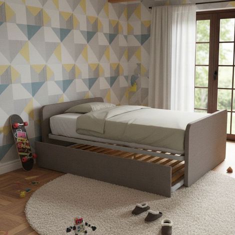 Letto 1 piazza e mezza con letto estraibile - Grigio fumo