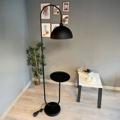 Lampadaire Gorkiede Métal Moderne E27 Largeur 37 cm Abat-jour Réglable Tablette Variateur (1/5)