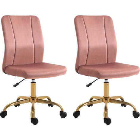 Chaise de bureau - Vinsetto - Velours (100% polyester) - 56x60x102cm - Rose, Doré (1/5)