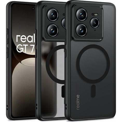 Funda para Realme GT 7 Pro, compatible con MagSafe, funda mate Erbord, color negro. (1/5)