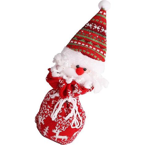 1 sachet à bonbons tricoté rouge portable, idéal pour décorer une fête de Noël pour enfants. Adorable pochette de rangement. (1/5)
