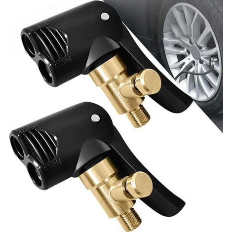 Set mit 2 Autoreifenventiladaptern, Aufblasdüsen, Hebelventiladaptern, Luftpumpenventiladaptern für Autos, LKWs, Fahrräder und Motorräder (1/4)