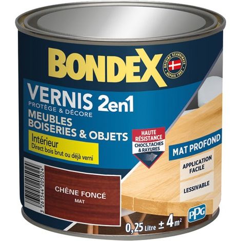Bondex – Vernis extérieur chêne foncé mat 250 ml – Haute résistance aux chocs et taches – Protection anti humidité – Lessivable, ne jaunit pas (1/5)