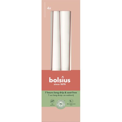 Bolsius Spitzkerzen weiß 24,5 cm Ø 2,4 cm 4 Stück