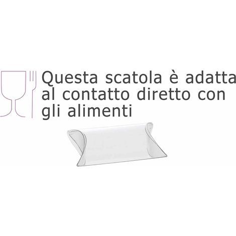Scatole trasparenti a cuscino dimensione piccola in PET - uso alimentare, set da 60 pezzi, cm 8,7 x 2,5 x 6,3 H