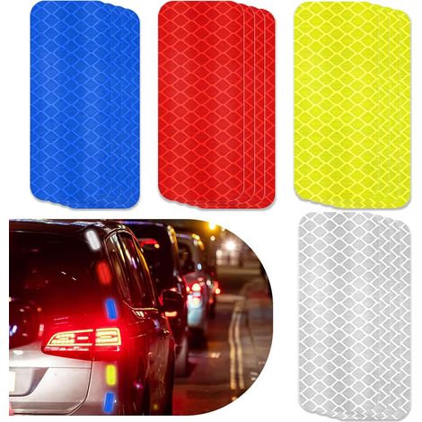 Bande adhésive réfléchissante pour voitures et vélos, 16 pièces, autocollants de signalisation pour motos, bandes réfléchissantes pour la vision nocturne sur camions, remorques, casques, en rouge, ble (1/5)
