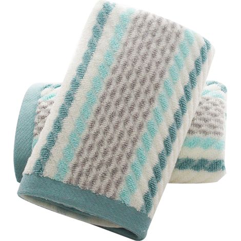 Lot de 2 serviettes à mains à rayures en coton doux et absorbant 3474cm (Marron)