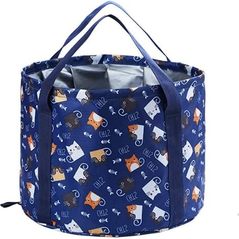Grand seau de camping portable de 26 L, pliable, avec poignée, idéal pour la toilette, le bain de pieds et les voyages. Couleur : bleu.-AquaForge (1/5)