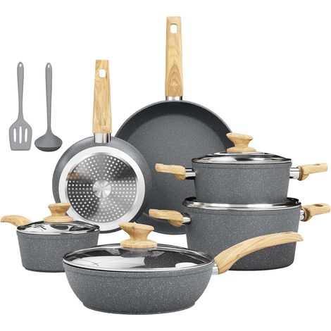 12-Piece Set Frying Pan and Saucepan Induction Battery Grey (1/5)