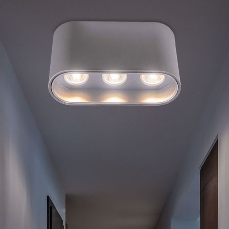 Deckenlampe LED Deckenleuchte Flurlampe Aufbauleuchte grau silber Wohnzimmerlampe, 7W 421lm warmweiß, L 10,5x 6,4 cm