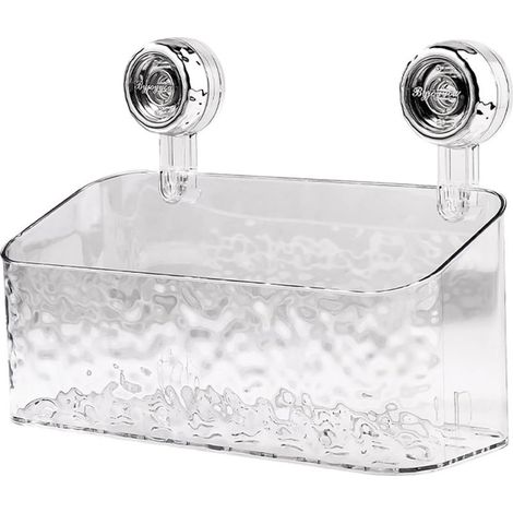 Salle De Bains Etagere Ventouse，Étagère Avec Motif Glacier，Boîte De Rangement Mural Pour Toilettes，Peut être Renforcé Par Rotation，Rangement Des Serviettes Et Autres Articles Divers（L-blanc） (1/5)