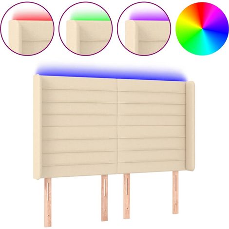 Maison Exclusive - Testiera a LED Crema 147x16x118/128 cm in Tessuto (1/5)