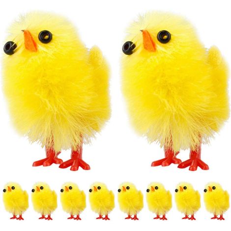 Décorations de Pâques en forme de poussins, mini figurines de poussins, paquet de 10 (1/5)