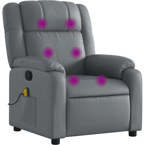 Fauteuil de massage inclinable en similicuir gris (1/5)