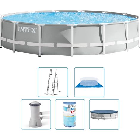 Piscine Intex Prism Frame - 457 x 107 cm - Ronde - Avec pompe de filtration + accessoires