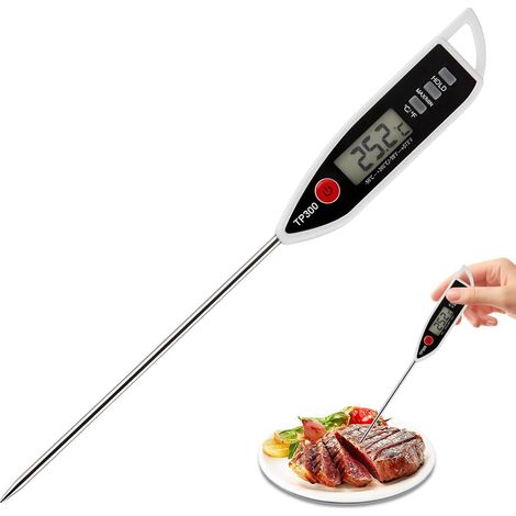 Küchenthermometer mit langer Sonde, wasserdichtes digitales Kochthermometer, sofort ablesbares LCD-Display, -50 °C bis +300 °C, für Wasser, Flüssigkeiten, Kerzen und Kochen (1/5)