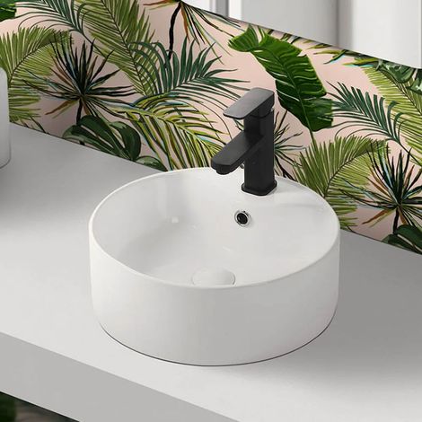 Lavabo da appoggio tondo D. 46 cm in ceramica bianco lucida (1/5)