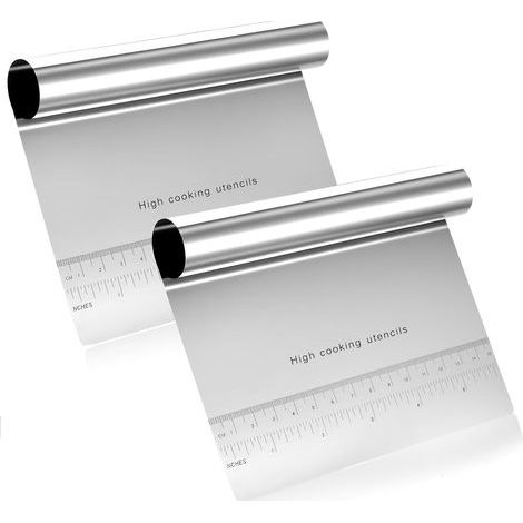 Ramasse Légumes Cuisine, Raclette en Acier Inox, Grattoir à Pâtes en Acier Inoxydable, Grattoirs Coupe Pate Spatule Cuisine, Coupe-Pâtes Pizza Gâteau Patisserie, 15CM (1/5)