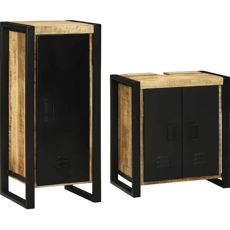 Badezimmermöbel-Set mit Regal 2 pcs Braun Massives Mangoholz