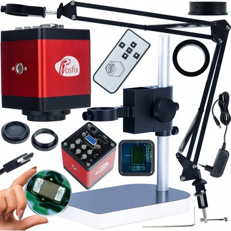 Rosfix Verstellbarer Ausleger für ODM-180X 50 mm Digitalmikroskop + Plattform für ODM-100X 50 mm und 40 mm + Draco RED PRO Kamera KMDRP-HDMI-VGA Plantes Pro Serie