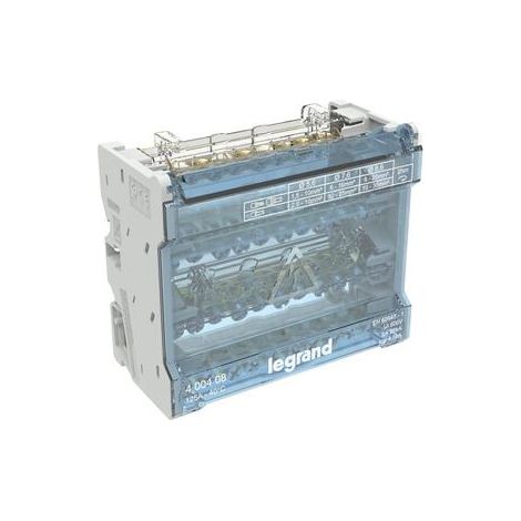 Legrand – Répartiteur pour tableau électrique tétrapolaire 125A 10 départs – 6 modules – Arrivée 10-35 mm² en rigide ou 6-25 mm² en souple – Ipk 26 kA
