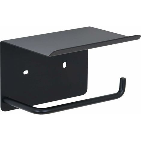 [JAMAIS UTILISÉ] Porte-papier hygiénique avec étagère adhésive, porte-rouleau de papier sans perçage en acier inoxydable SUS 304, porte-papier hygiénique mural auto-adhésif pour salle de bain (noir) (1/4)